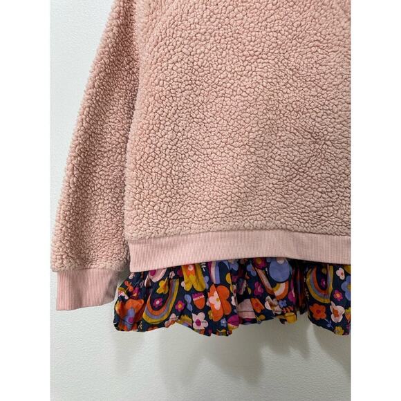 Tucker + Tate Girls Kid Toddler Sz 5 Pink Sherpa Pull Over Sweater Ruffle Floral - Picture 4 of 6